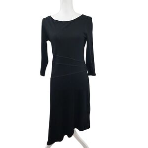 Garnet Hill Black Asymmetrical Wool Jersey Dress 6 (Flawed)